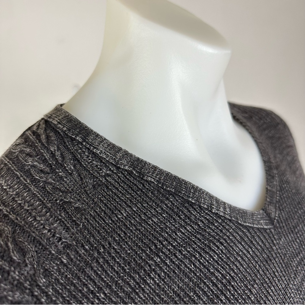 John Varvatos Men's Cable Knit Ribbed V-Neck Sweater
